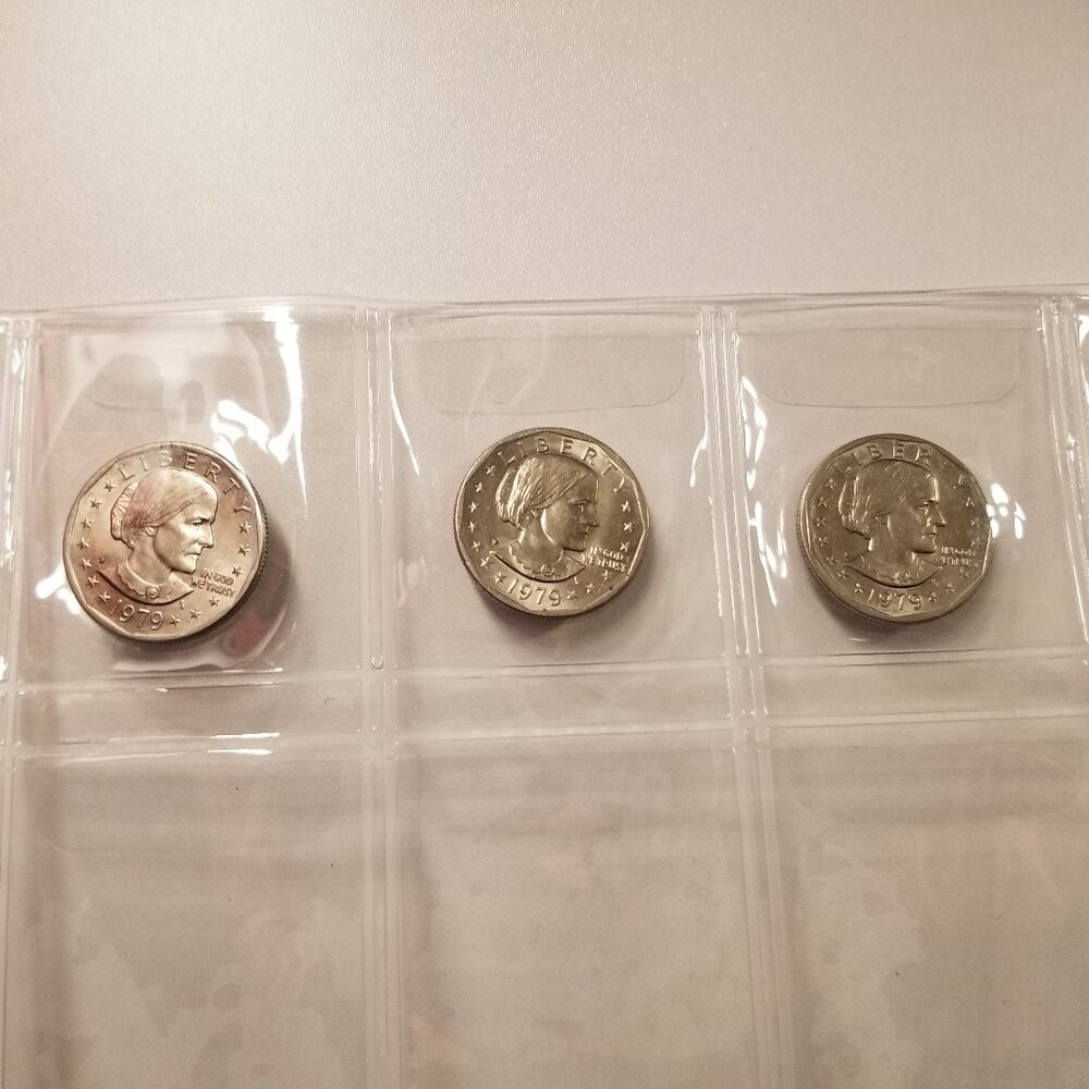 The 1979 (no mint) 'P' Susan B. Anthony Dollar Coin (Three 1979 no-mint)
